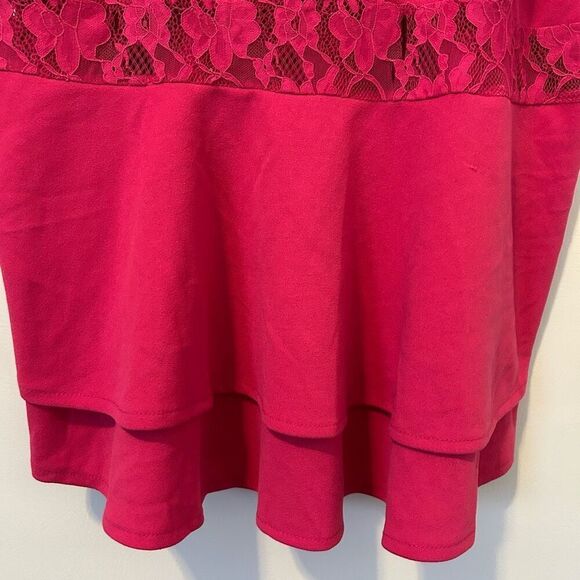 Rue 21 Womens 2X babydoll Camisole Top Lace Panel Layered V Neck Pink ruffle Y2K - Picture 3 of 13